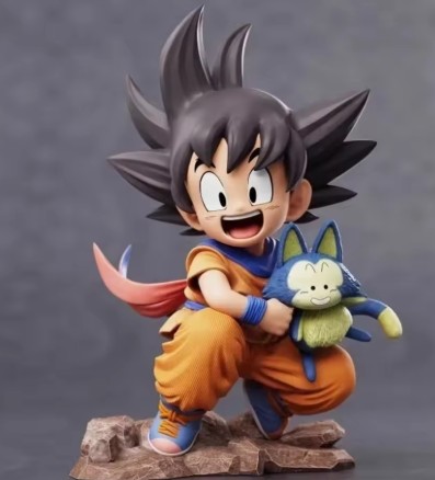 Kid Goku & Cat Companion Statue